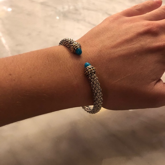 Lagos Turquoise Gemstone Cuff Bracelet - Picture 6 of 11